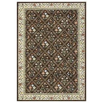 Pastoral Floral Area Rug Non Slip Stain Resistant Machine Washable Floor Cover for Living Room