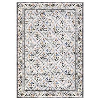 Pastoral Floral Area Rug Non Slip Stain Resistant Machine Washable Floor Cover for Living Room