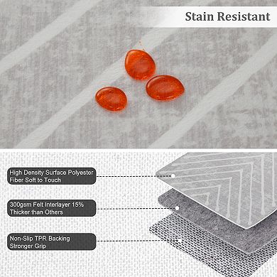 Modern Geometric Area Rug Non Slip Low Pile Machine Washable Carpet for Kid's Room Dining Room
