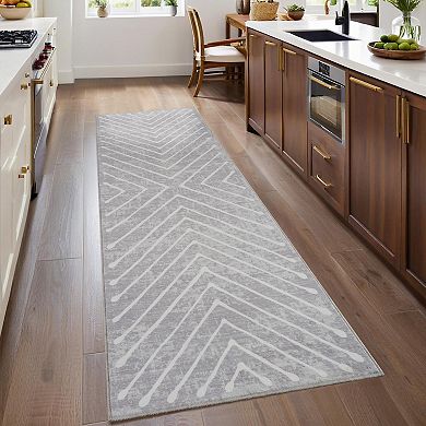 Modern Geometric Area Rug Non Slip Low Pile Machine Washable Carpet for Kid's Room Dining Room