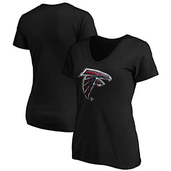 Women's Black Atlanta Falcons Midnight Mascot Logo V-Neck T-Shirt