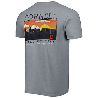 Men's Gray Cornell Big Red Campus Scenery Comfort Color T-Shirt