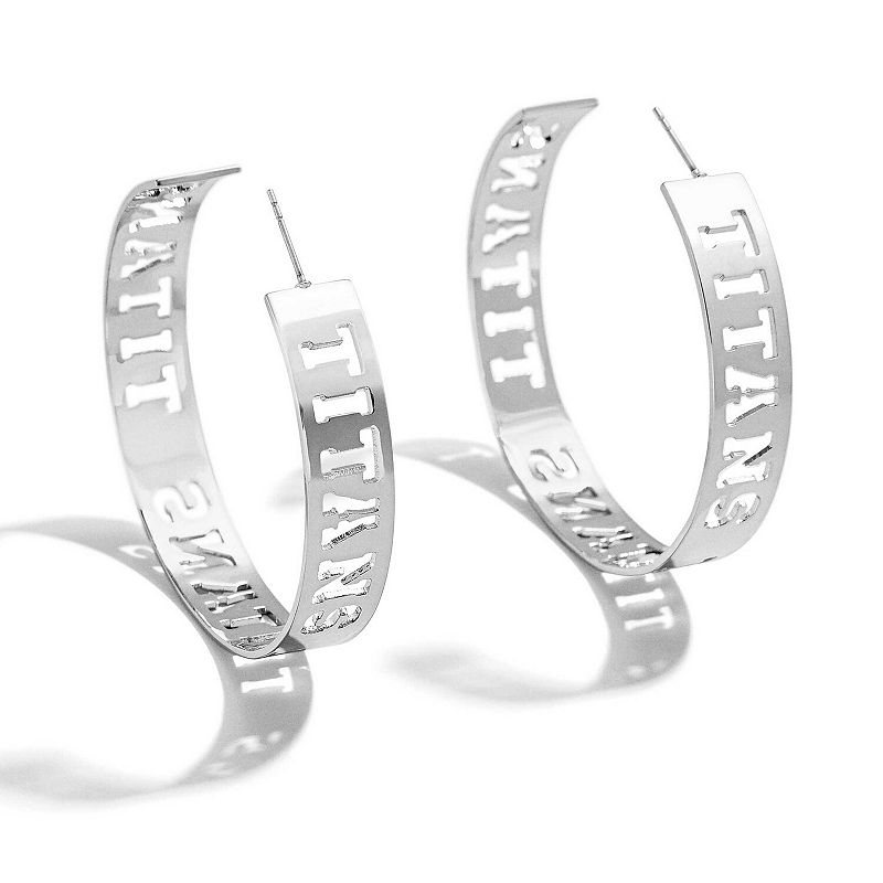 WEAR by Erin Andrews x Baublebar Silver Tennessee Titans Large Cutout Hoop Earrings, Women's