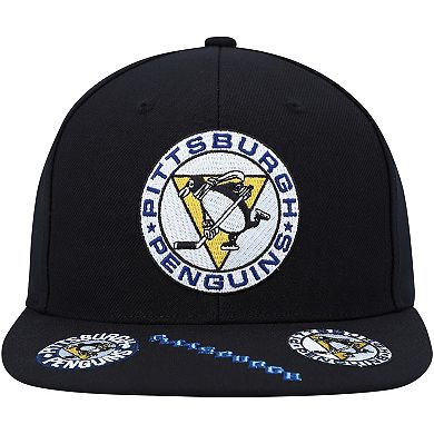 Men's Mitchell & Ness Black Pittsburgh Penguins Vintage Hat Trick Snapback Hat
