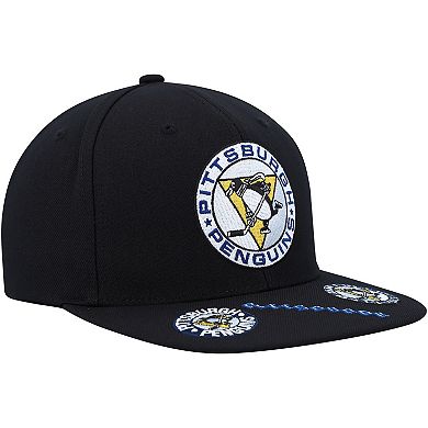 Men's Mitchell & Ness Black Pittsburgh Penguins Vintage Hat Trick Snapback Hat