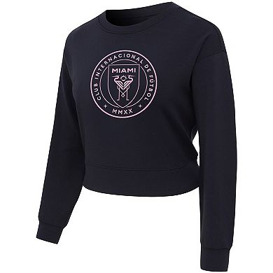 Women's Concepts Sport Black Inter Miami CF Tri-Blend Darby Knit Long Sleeve Crop Top