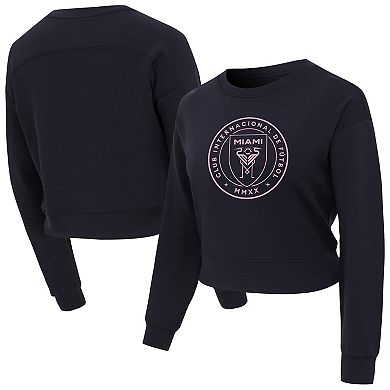 Women's Concepts Sport Black Inter Miami CF Tri-Blend Darby Knit Long Sleeve Crop Top