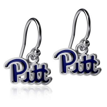 Women's Dayna Designs Pitt Panthers Silver Enamel Dangle Earrings