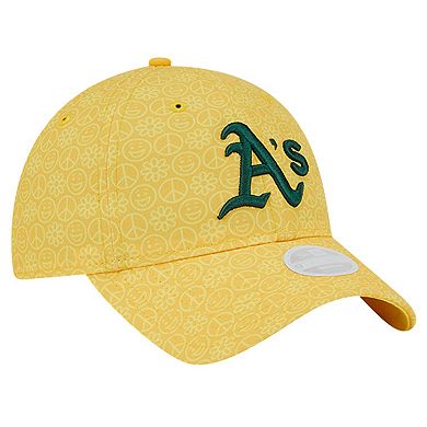 Women's New Era Gold Athletics Don't Worry 9TWENTY Adjustable Hat