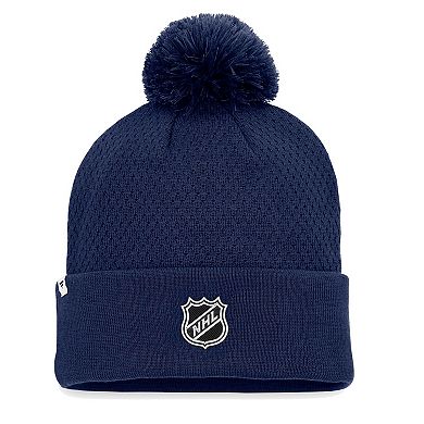 Women's Fanatics Navy Washington Capitals Authentic Pro Road Cuffed Knit Hat with Pom