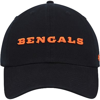 Men's '47 Black Cincinnati Bengals Clean Up Script Adjustable Hat