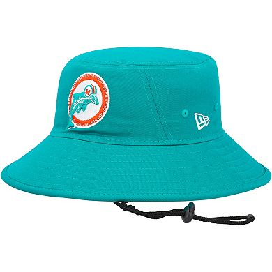 Men's New Era Aqua Miami Dolphins Throwback Logo Main Bucket Hat