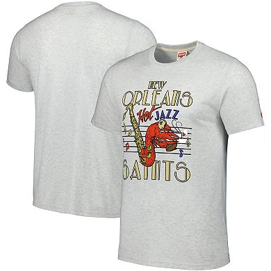 Men's Homage Ash New Orleans Saints Jazz Hyper Local Tri-Blend T-Shirt