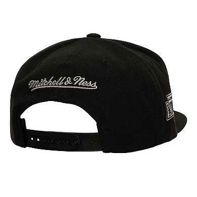 Men's Mitchell & Ness Black Los Angeles Kings Retro Script Colorblock Snapback Hat