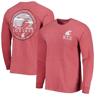 Men's Crimson Washington State Cougars Circle Campus Scene Long Sleeve T-Shirt