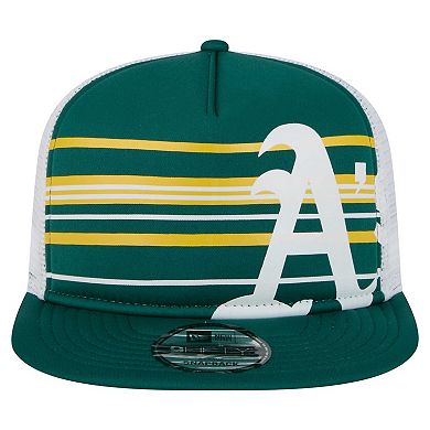 Men's New Era Green Athletics 9FIFTY A-Frame Trucker Snapback Hat