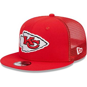 Youth New Era Red Kansas City Chiefs Main Trucker 9FIFTY Snapback Hat