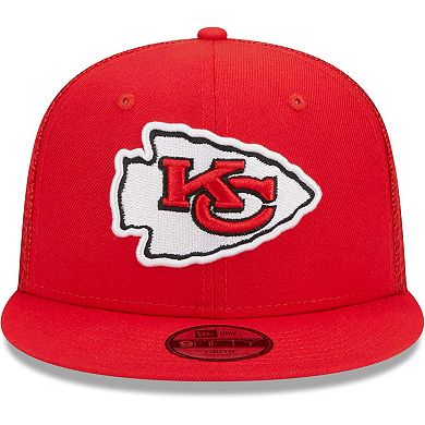 Youth New Era Red Kansas City Chiefs Main Trucker 9FIFTY Snapback Hat