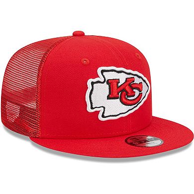 Youth New Era Red Kansas City Chiefs Main Trucker 9FIFTY Snapback Hat