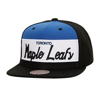 Men's Mitchell & Ness Black Toronto Maple Leafs Retro Script Colorblock Snapback Hat