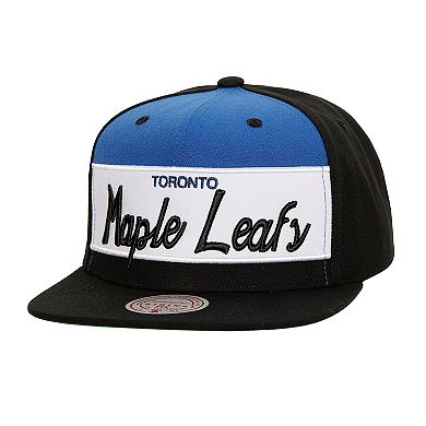 Men's Mitchell & Ness Black Toronto Maple Leafs Retro Script Colorblock Snapback Hat