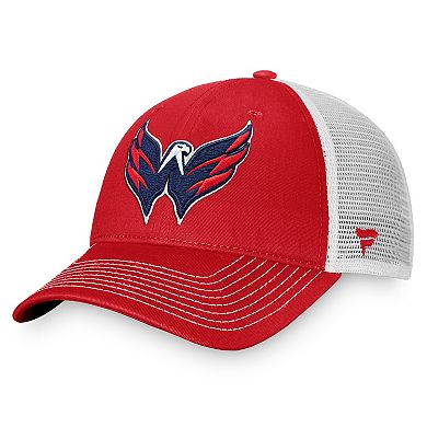 Men's Fanatics Red/White Washington Capitals Core Primary Logo Trucker Adjustable Hat