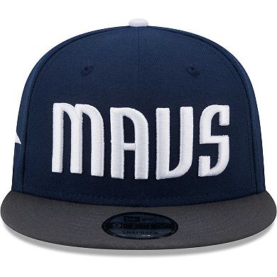 Men's New Era Navy/Gray Dallas Mavericks Jersey Hook Statement Edition 9FIFTY Snapback Hat
