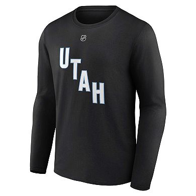 Men's Fanatics Clayton Keller Black Utah Mammoth Authentic Stack Long Sleeve Name & Number T-Shirt