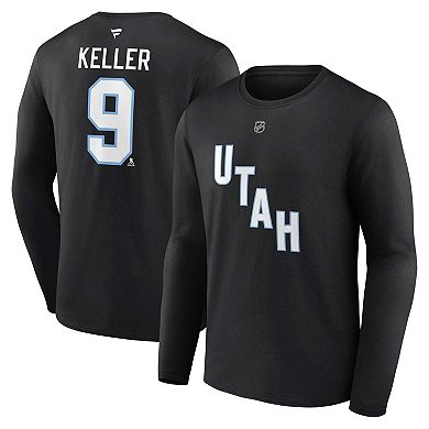 Men's Fanatics Clayton Keller Black Utah Mammoth Authentic Stack Long Sleeve Name & Number T-Shirt