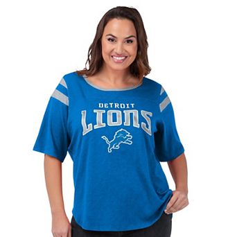 Women's G-III 4Her by Carl Banks Royal Detroit Lions Plus Size Linebacker T-Shirt
