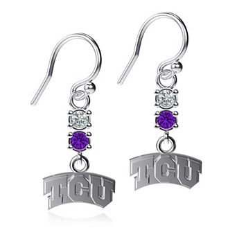 Dayna Designs TCU Horned Frogs Dangle Crystal Earrings