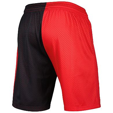 Men's Mitchell & Ness Black/Red Portland Trail Blazers Hardwood Classics 1996 Split Swingman Shorts
