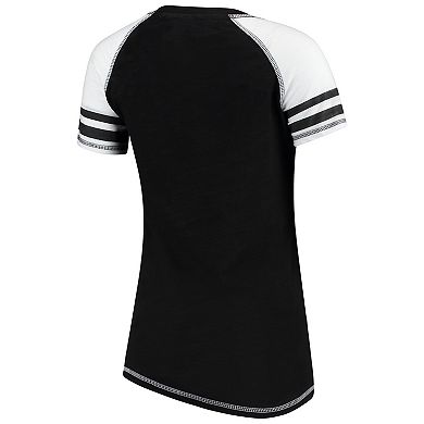 Women's Soft as a Grape Black Oakland Athletics Color Block V-Neck T-Shirt