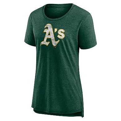 Women's Green Athletics Weathered Official Logo Tri-Blend T-Shirt