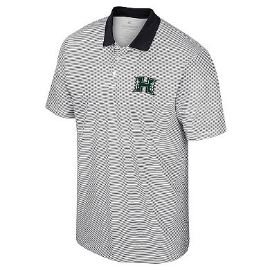 Men's Colosseum White Hawaii Athletics Print Stripe Polo