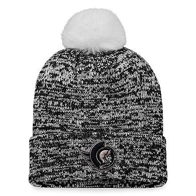 Women's Fanatics Black Ottawa Senators Glimmer Cuffed Knit Hat with Pom