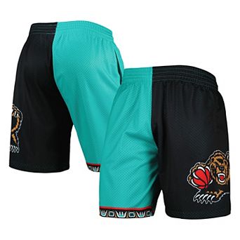 Men's Mitchell & Ness Turquoise/Black Vancouver Grizzlies Hardwood Classics 1998 Split Swingman Shorts