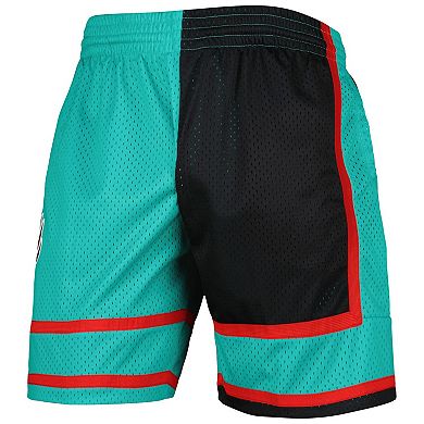 Men's Mitchell & Ness Black/Turquoise Vancouver Grizzlies Hardwood Classics 2001 Split Swingman Shorts