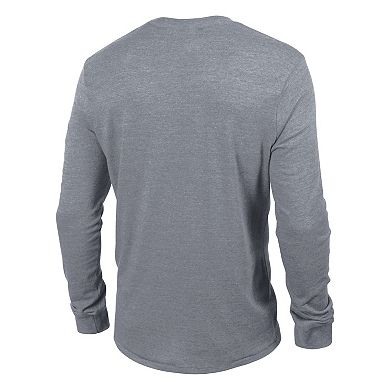 Men's Champion Heather Gray CO Rockies Tri-Blend Dual-Stripe Long Sleeve T-Shirt