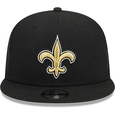 Youth New Era Black New Orleans Saints Main Trucker 9FIFTY Snapback Hat
