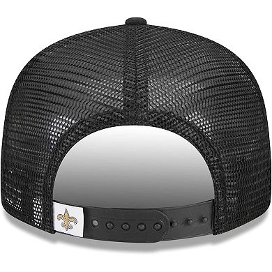 Youth New Era Black New Orleans Saints Main Trucker 9FIFTY Snapback Hat