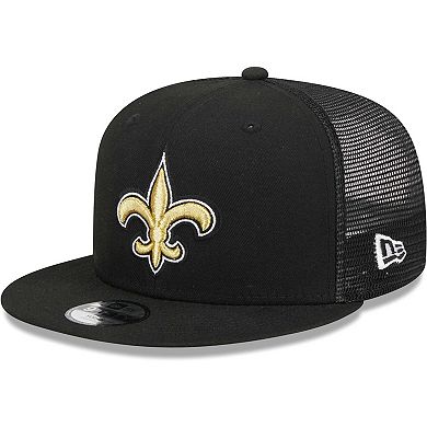 Youth New Era Black New Orleans Saints Main Trucker 9FIFTY Snapback Hat