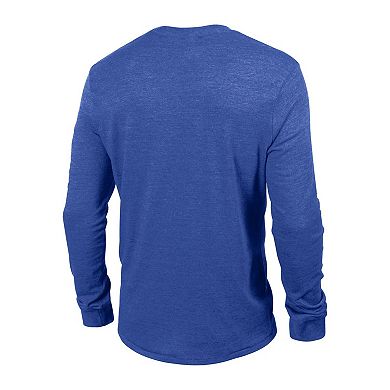 Men's Champion Heather Blue CO Rockies Multi-Logo Tri-Blend Long Sleeve T-Shirt