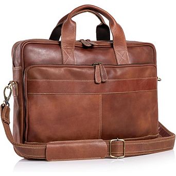KSIZUIS Unisex 16" Leather Laptop Messenger - Professional Satchel Briefcase for Office
