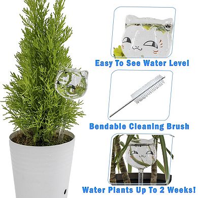 Cat Shaped Glass Self Watering Globes - 4 Pack Automatic Plant Waterer for Indoor Outdoor Pots