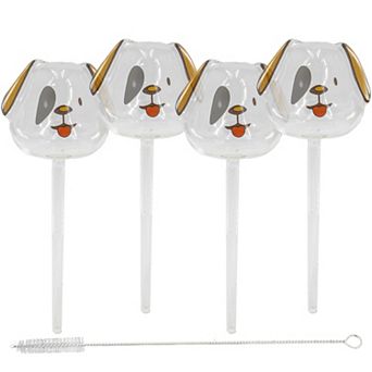 Puppy Dog Self Watering Globes Glass Plant Waterers Up to 2 Weeks, 4 Pack