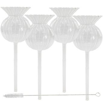 Self Watering Glass Globes for Plants - Adjustable Flow 4 Pack, 6oz Capacity 9.5 Inch