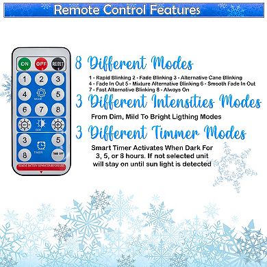 Solar Candy Cane Pathway Lights - 12-Piece LED Set with Remote for Outdoor Christmas Decor