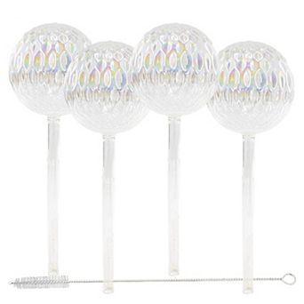 Iridescent Glass Self Watering Globes 4 Pack for Potted Plants Up to 2 Weeks Indoor Outdoor