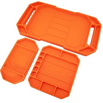 Silicone Tool Tray 3 pc Flexible Set Non Magnetic Anti Static & None Slip Stackable Organizer